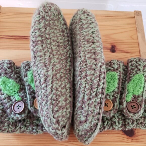 Handmade Knit Mushroom Slippers Fit Kids Size US 2 Youth - Picture 6 of 6